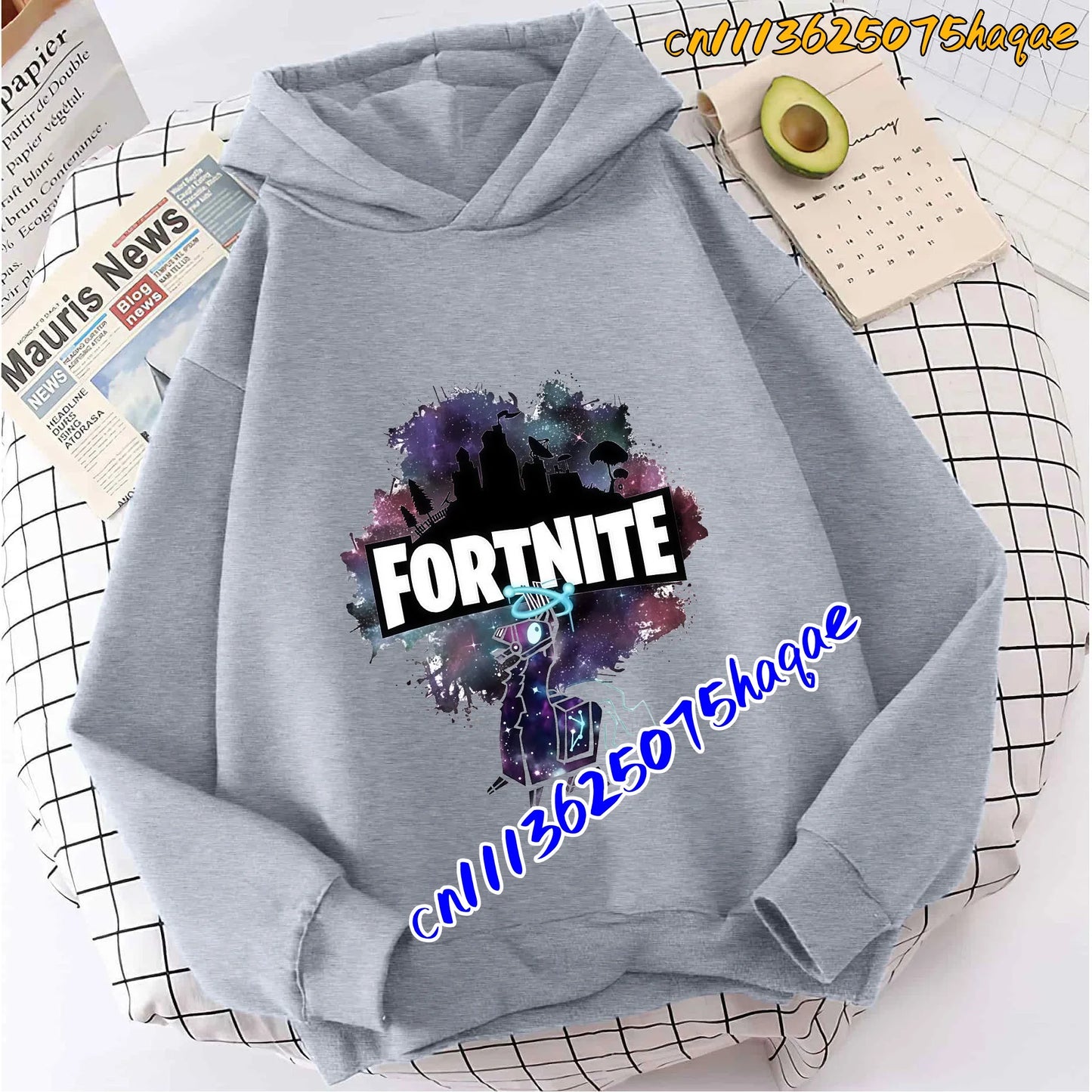 Hoodies infantis Fortnite com estampado do jogo, fato confortável de desenho animado, tops largos de manga comprida, roupa de outono/inverno
