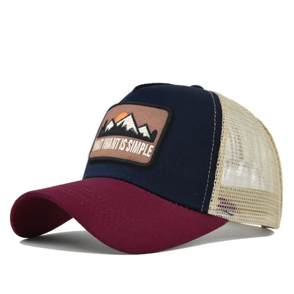 Letter Mesh Breathable Hat Women Men Embroidery Blocking Baseball Cap Sunshade Outdoor Sports Cycling Travel Sun Hat Dad Hat