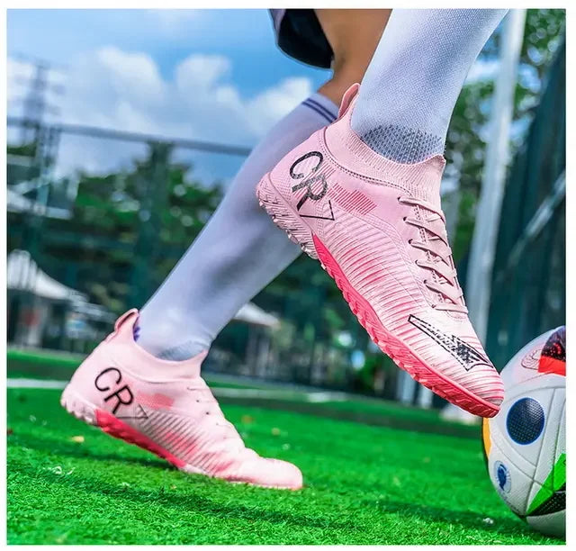 Kinder-Fußballschuhe mit Zehenschutz gegen Stöße, Schnürverschluss, kurzen rutschfesten Stollen, strapazierfähig und atmungsaktiv, für Outdoor-Spiele auf Rasen