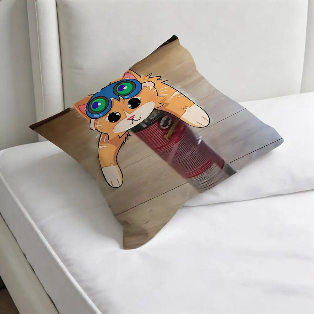 Capa de Almofada Quadrada Jetpack Cat O-Overwatch Gaming, Macia e Decorativa, para Sofá e Cama em Casa