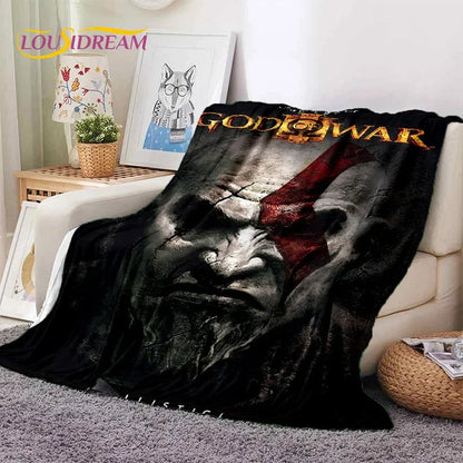 God of War Games Kratos Cartoon Soft Flannel Blanket for Beds Bedroom Sofa Picnic,Throw Blanket for Cover Outdoor Leisure Gift