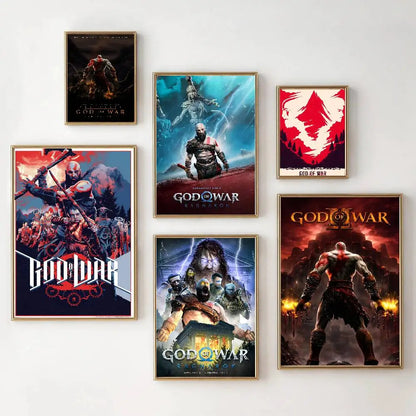 Game G-God Of War Poster Self-adhesive Art Room Entrance Restaurant Wall Decor Art Painting