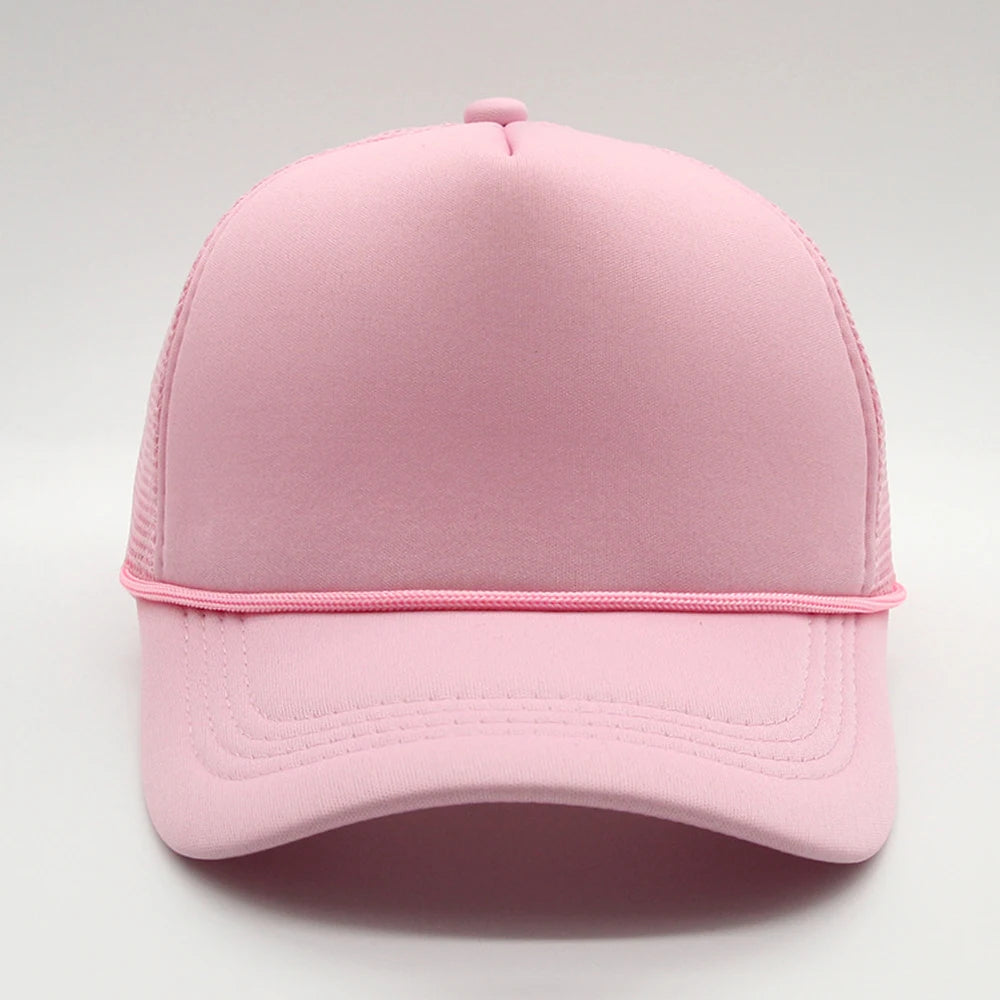 5 panel Trucker Caps Men Women Plain Blank Foam Mesh Baseball Cap With Rope Summer Breathable Outdoor Sport Sun Visor Hats