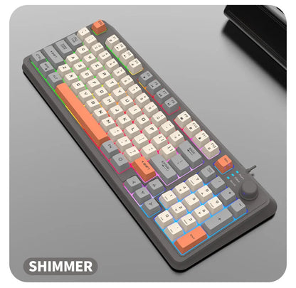 Teclado Gaming K81 com 81 Teclas, Layout 80%, Espanhol, Russo, Coreano e Árabe, USB com Fio, Luz RGB, Botão de Volume, Ergonómico