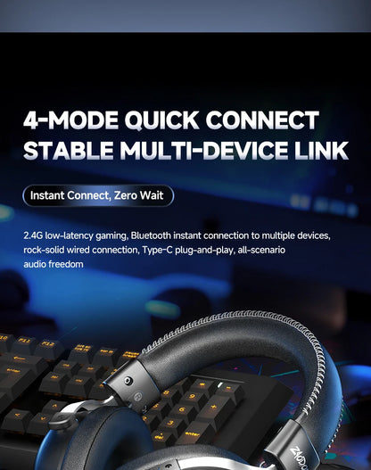 HaaYot Professional Wireless Gaming Bluetooth 6.0 Headset, 7.1 Virtual Surround Sound, Low Latency 15ms for PC, PS5, Mobile, Switch
