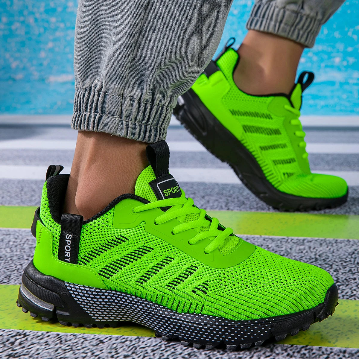Men's Running Shoes, Lightweight Breathable Jogging Sport Shoes, Male Lace-up Fashion Comfort Non-Slip Casual Sneakers for Men