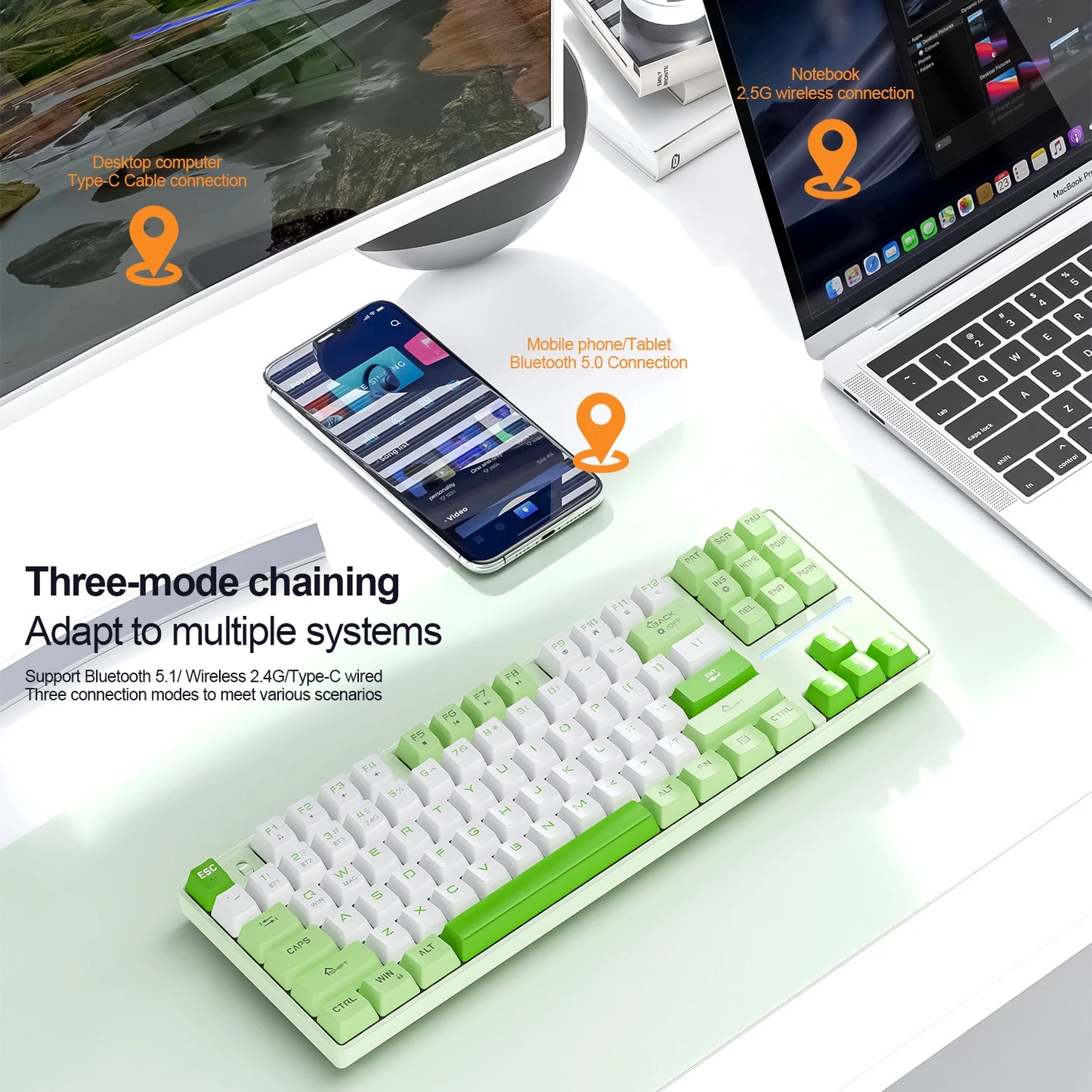 SMAILWOLF MK87 Bluetooth kabellose mechanische Tastatur, E-Sports-Gaming, Full-Key-Hot-Plug, Custom-Tastatur