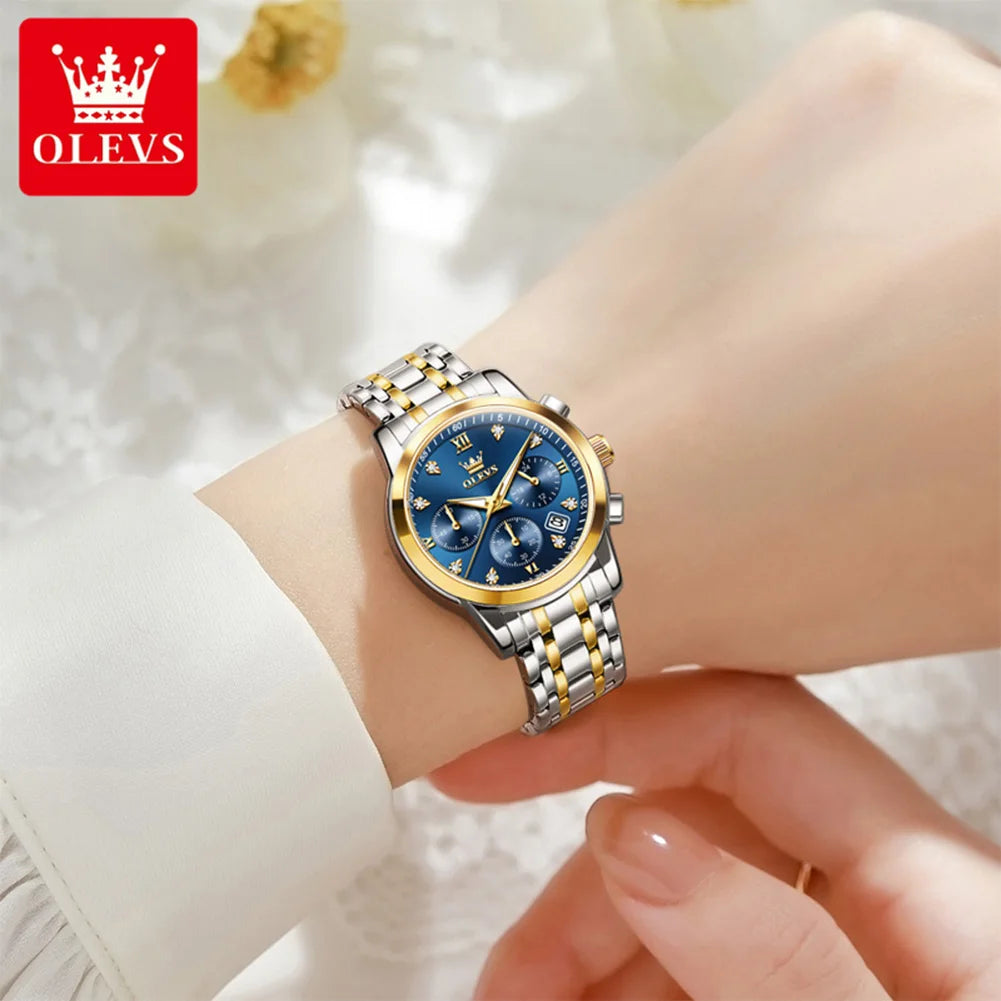 OLEVS 2858 Women Watch Luxury Brand Quartz Watch Waterproof Luminous Date Chronograph Women Bracelet Dress Diamond Watch Reloj