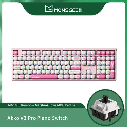 Akko MonsGeek MG108B Bun Wonderland kabellose mechanische Tastatur MOG-Profil RGB 108 Tasten Full Size Hot Swap USB / 2.4G / BT 5.0