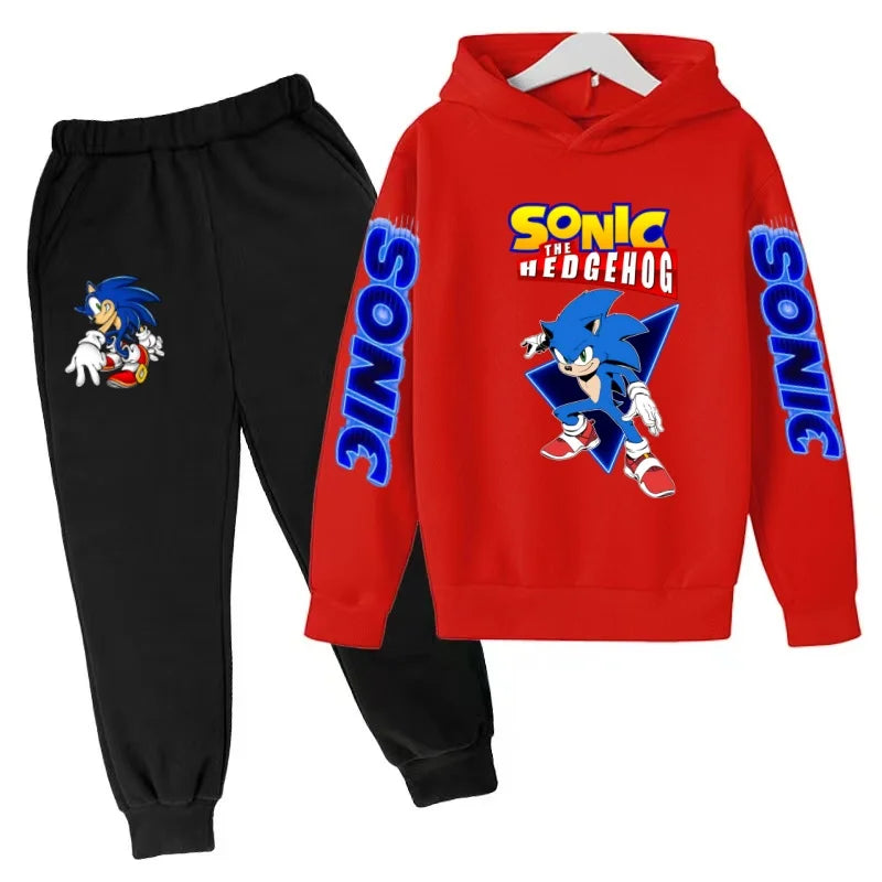 Kids Supersonic Clothing Jogging Blue Sweatshirt Top Coat+Pants Two-piece set Hoodie Boys Girls3-12Yrs Clothes Casual Sports Set