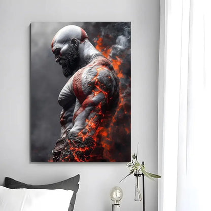 Game G-God of War Poster  Self-adhesive Art Waterproof Paper Sticker Coffee House Bar Room Wall Decor