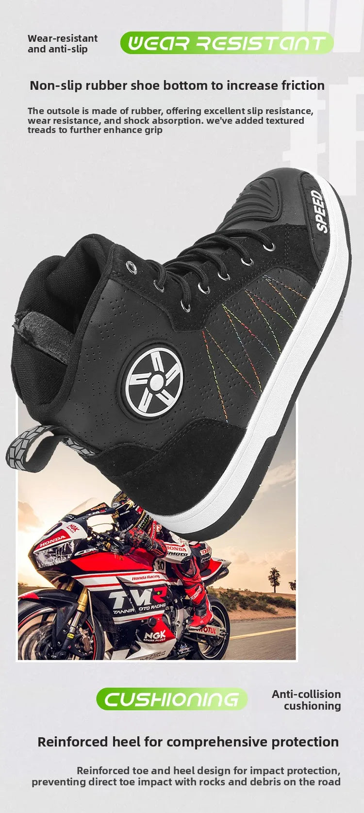 New Men's and Women's Four-Season Universal Safety Protection Motorcycle Riding Boots, Anti-Slip and Anti-Fall Motorcycle Shoes