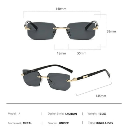 Trendy Rimless Sunglasses for Men Women Fashion Frameless Rectangle Sun Glasses Retro UV400 Shades Summer Goggles Eyewear