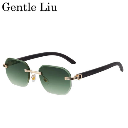 Vintage Square Rimless Sunglasses Men 2026 Luxury Brand Trendy Frameless Punk UV400 Eyewear Anti Blue Light Prescription Glasses