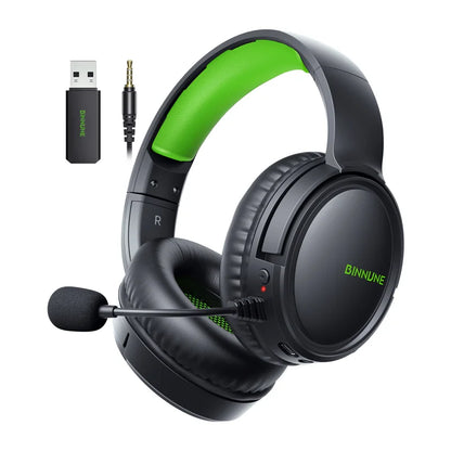 Casque de jeu sans fil BINNUNE BW02 avec micro, léger, circum-auriculaire, Bluetooth, faible latence, micro à réduction de bruit
