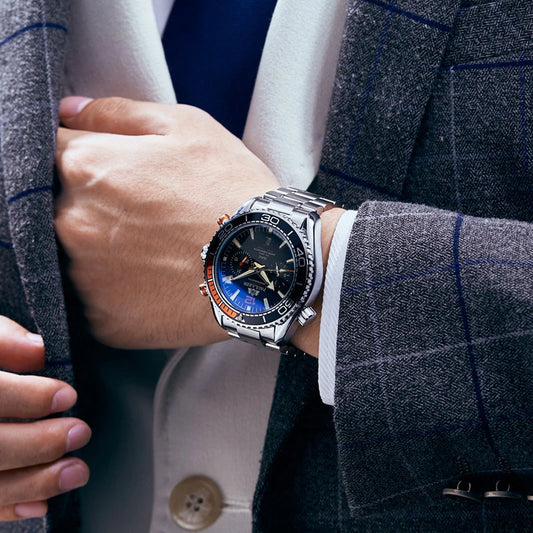 Reloj automático de lujo para hombre PAULAREIS P: modelo mecánico de acero inoxidable, hermético, con calendario y esfera luminiscente