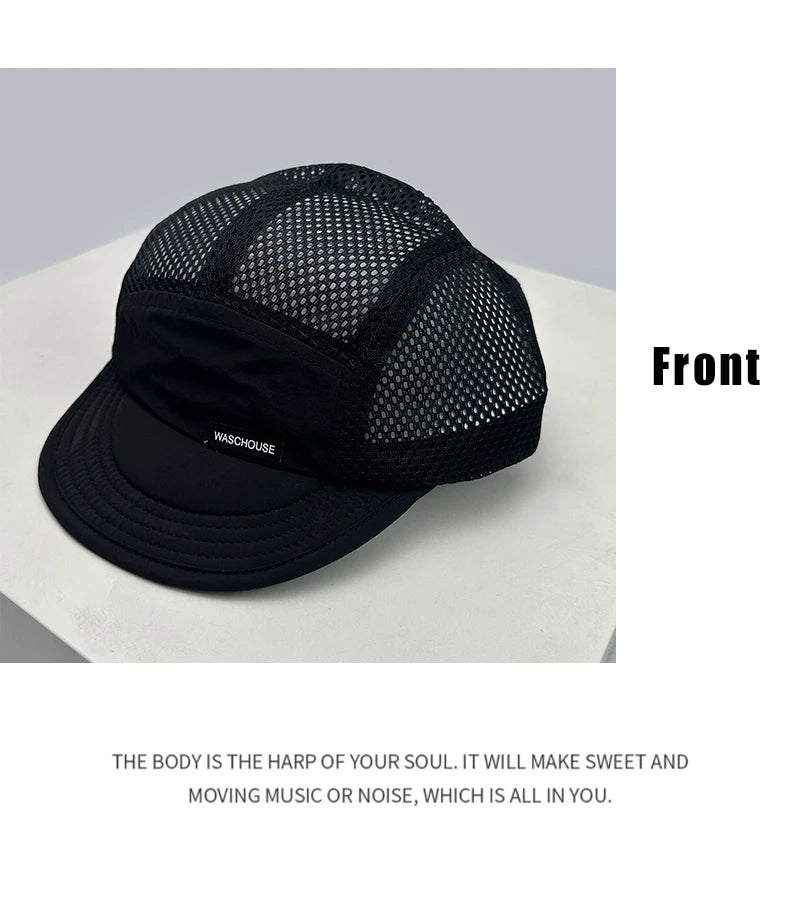 New Unisex Simple Mesh Letter Baseball Hats Sunshade Quick Drying Breathable Short Eave Peaked Caps Versatile Fashion Outdoor
