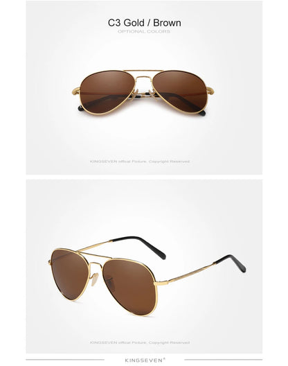 KINGSEVEN Pilot Alloy Sunglasses Polarization UV400 Anti-reflection Full Frame Parsnip Glasses Women Retro Luxury Eyewear