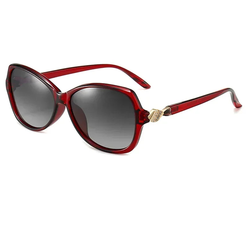 -75 -100 +125 Women Sunglasses Polarized Myopia Elegant Diamond-Embedded Frame Small Sunset Sunglasses Hyperopia Customization