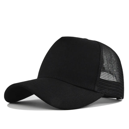 Customized Logo Hard Top 5 Panels Mesh Baseball Cap For Men Women Advertising Cap Breathable Sun Hat Solid Color Visor Gorra