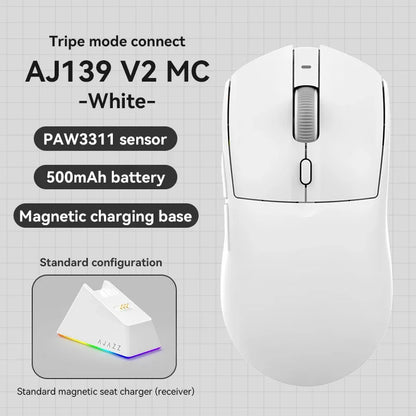 AJAZZ AJ139 V2 MC/AJ139 PRO kabellose Gaming-Maus mit PAW3311/PAW3395-Sensor, 12000DPI/26000DPI, 500mAh, Bluetooth-Gaming-Maus für PC