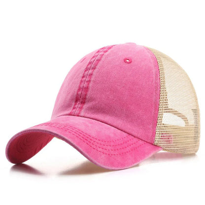 Custom Logo Blank Baseball Cap For Men Summer Breathable Mesh Hat Women Vintage Washed Distressed Trucker Sun Hats