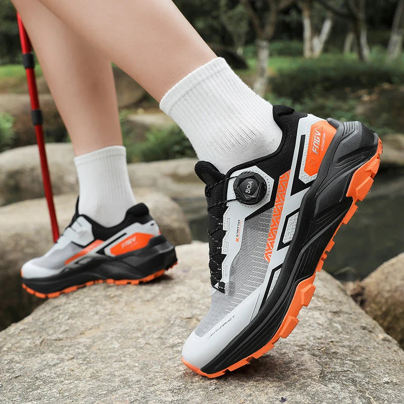 Spring & Summer Men's Running Shoes Outdoor Hiking, Wear-Resistant Trail Shoes with BOA Closure, Breathable Sports & Casual Style
