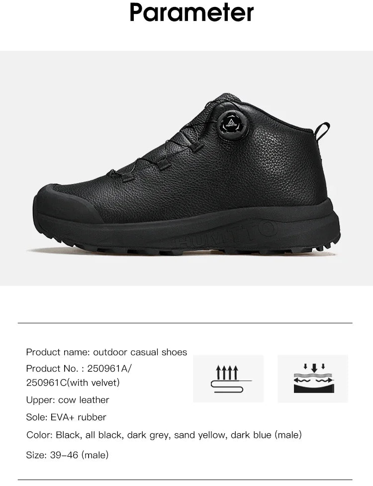 HUMTTO Lederschuhe für Herren Winter Camping Outdoor Herren-Sportschuhe Atmungsaktive Trekkingstiefel für Männer Rutschfeste Wandersneaker
