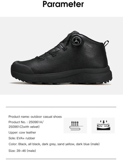 HUMTTO Lederschuhe für Herren Winter Camping Outdoor Herren-Sportschuhe Atmungsaktive Trekkingstiefel für Männer Rutschfeste Wandersneaker