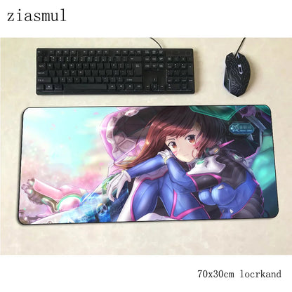 Tapete de rato gamer D.Va 70x30cm XL, tapete gaming para PC e notebook, tapete de secretária bonito, presentes de Natal para gamers, tapete para jogos e gamepad