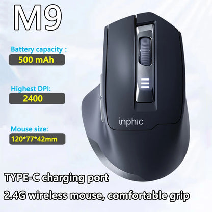 INPHIC leise Office-Maus mit Akkustandsanzeige, 2400DPI, kabellose Maus, geeignet für Desktop- und Laptop-Computer