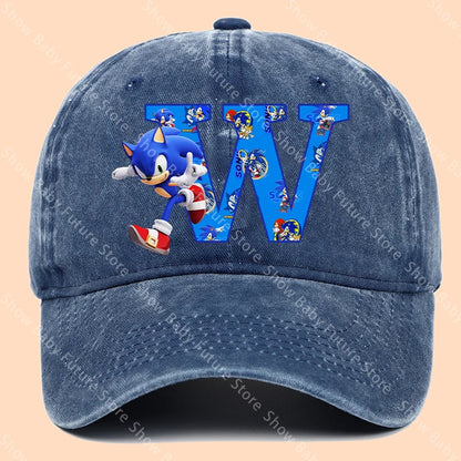 New Cartoon Cute Retro Baseball Caps Sonics Letter Man Boys Hat Hip Hop Breathable Mesh Hats Cute Anime Sunbonnet Birthday Gifts