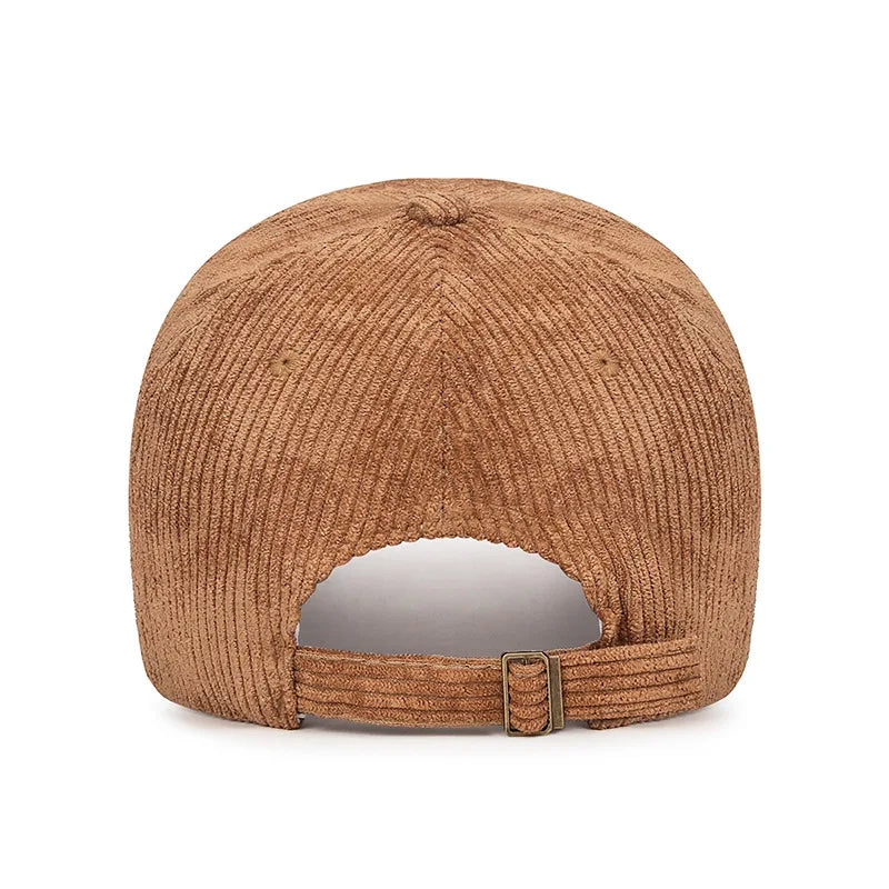 Corduroy Baseball Cap - Adjustable Snapback, Breathable Versatile Striped Casual Hat