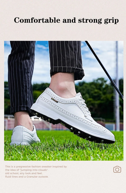 Professional Golf Shoes Men High-Quality Leather Breathable Sports Shoes Golf Competition Training Shoes Plus Size Shoes 39-47#