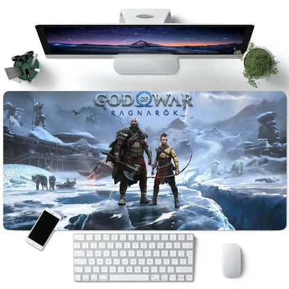 Game God Of War Kratos Mousepad Large Keyboard Desk Mat Gaming Mouse Pad LockEdge Non-slip Mat