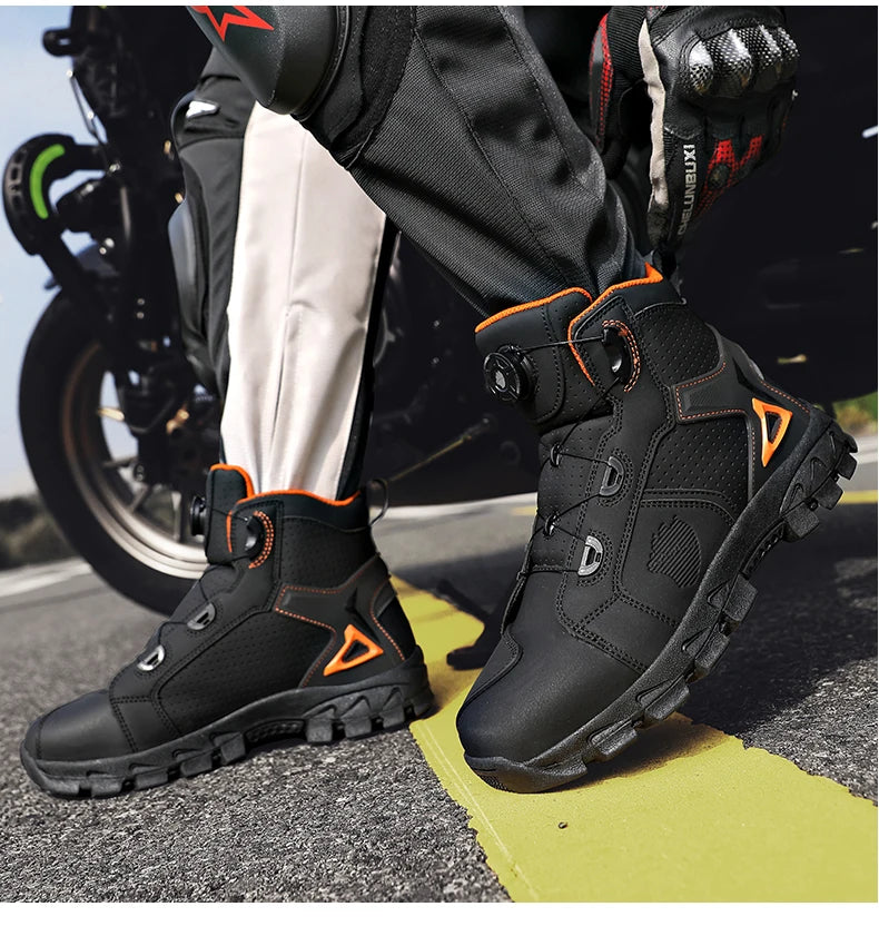 Bottes de moto professionnelles pour hommes, chaussures de course tout-terrain, équipement de moto urbaine, en cuir microfibre ultra-fin
