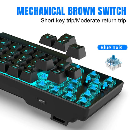 Mechanische Gaming-Tastatur 60% USB, weiße Tasten, Mini-Gamer-Tastatur, ergonomische Computertastatur mit Hintergrundbeleuchtung, Musica teclado pc
