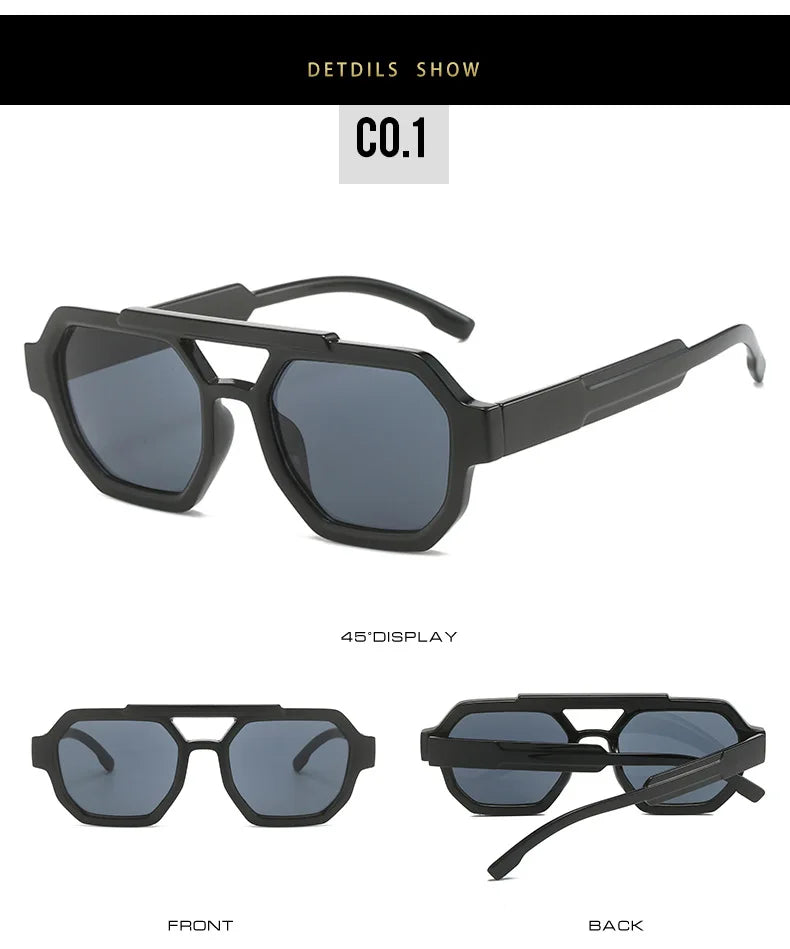Fashion Pilot Oversized Sunglasses For Women New Double Bridges Sun Glasses Female Retro Square Leopard Purple Eyewear Trendy