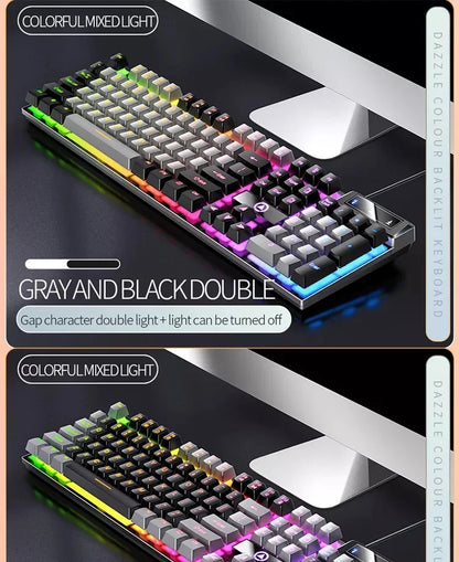 K500 Pink Keyboard – gemischte Farben, weiße und pinke Tastenkappen, 104 Tasten, kabelgebundene Gaming-Tastatur für Laptop und PC