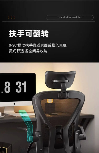 Sedia ergonomica da computer per home office, comoda, per sedentarietà, studenti e camera da letto, con seduta reclinabile