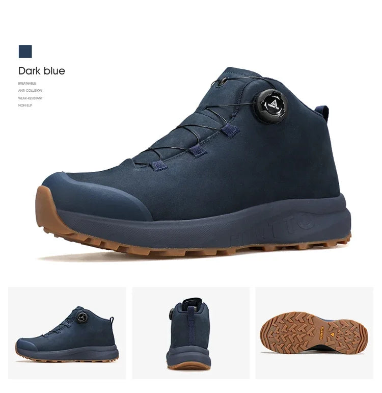 HUMTTO Lederschuhe für Herren Winter Camping Outdoor Herren-Sportschuhe Atmungsaktive Trekkingstiefel für Männer Rutschfeste Wandersneaker