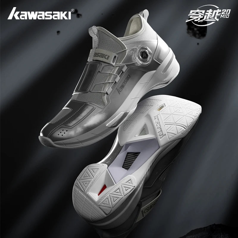 Kawasaki CROSS SPACE MID 2.0 Badminton Shoes Upgraded Shock-Absorbing Auto Knob Professional Sport Shoes Men 2024 New