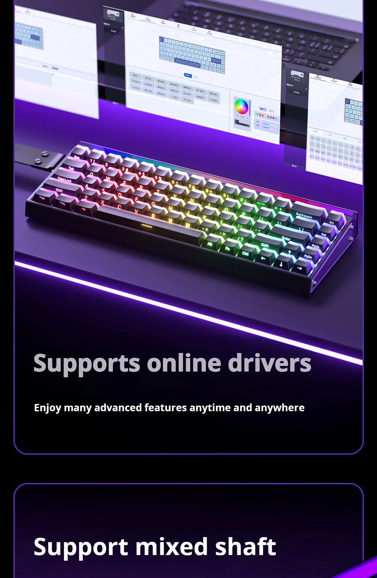AULA HERO 68 HE Gaming-Mechanische Tastatur Magnetische Achse RT Kabelgebunden RGB-Beleuchtung 8K Polling-Rate Seitenbeschriftung