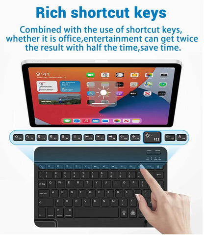 Mini-Bluetooth-Tastatur RGB kabellose Tastatur 10 Zoll beleuchtete Tastatur mit Hintergrundbeleuchtung Touchpad-Tastatur für iOS Android Windows iPad