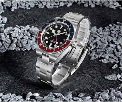 San Martin 39mm NH34 GMT Men's Luxury Watch Bidirectional Aluminum Bezel Automatic Mechanical Sapphire 100M Waterproof SN0109