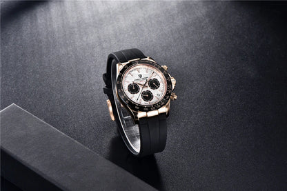 PAGANI DESIGN V2 40MM Herrenuhr mit Meteorit-Zifferblatt, Quarzwerk, Saphirglas, Retro-Chronograph, wasserdichte Uhr für Herren