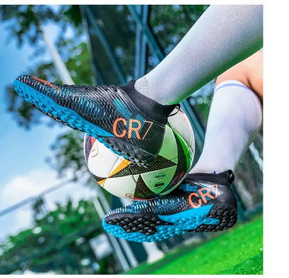 Kinder-Fußballschuhe mit Zehenschutz gegen Stöße, Schnürverschluss, kurzen rutschfesten Stollen, strapazierfähig und atmungsaktiv, für Outdoor-Spiele auf Rasen