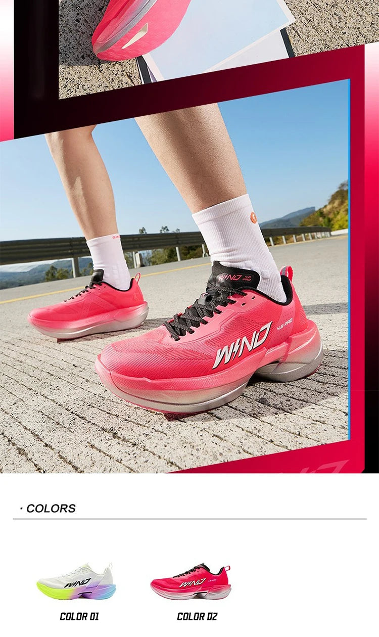 QIAODAN WIND 4PRO Marathonlaufschuhe mit Carbonplatte für Herren – professionelle Racing-Sneaker 2026, atmungsaktive Laufsportschuhe QDB023262291