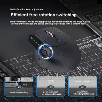 Mouse ergonomico wireless 2.4GHz BT RGB dual mode per laptop, desktop e ufficio, mouse verticale gaming wireless silenzioso