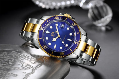 High Quality Automatic Mechanical Watch for Men Stainless Steel Red Dial Date Strong Luminous Luxury Men's Watch